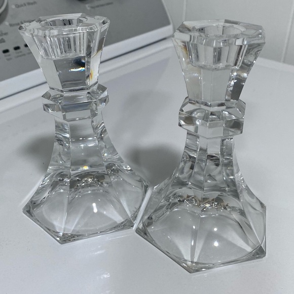 Crystal Taper Candle Holders Set of 2 - Picture 1 of 4
